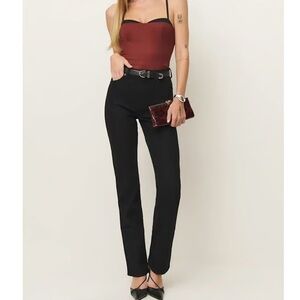 Reformation Jax Stretch High Waisted Black Straight Denim Jeans